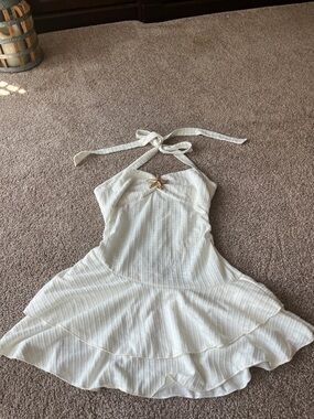 SHEIN White Halter Mini Dress with Starfish Accent